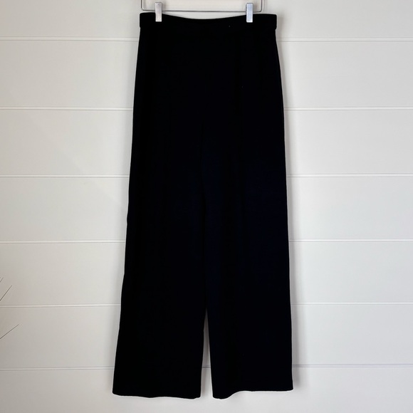 St. John Collection Pants - St John Collection Santana Knit Elastic Band Waist Black Wide Leg Pants Size 10